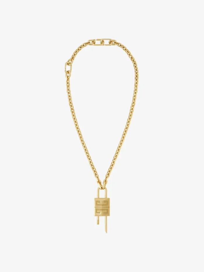 WomenMen Jewelry Givenchy Small Lock Necklace In Metal Golden Yellow