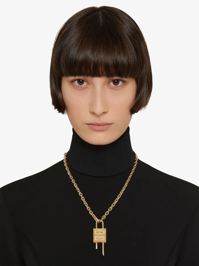WomenMen Jewelry Givenchy Small Lock Necklace In Metal Golden Yellow
