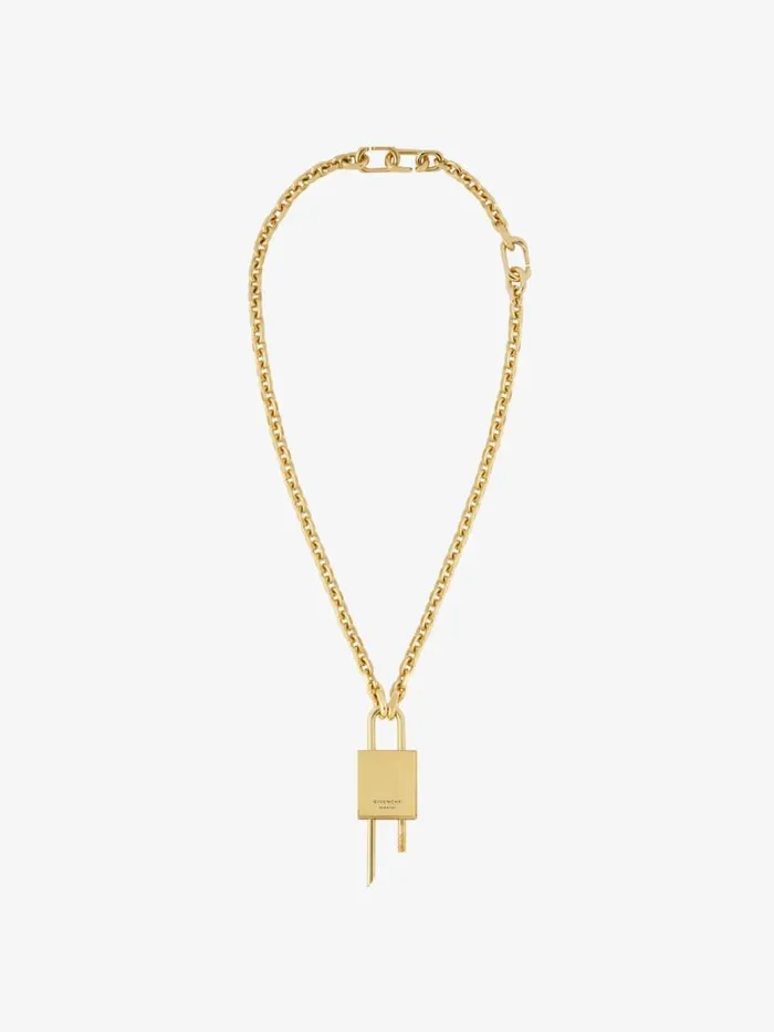 WomenMen Jewelry Givenchy Small Lock Necklace In Metal Golden Yellow