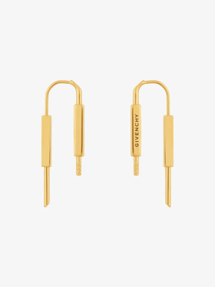 WomenMen Jewelry Givenchy U Lock Earrings In Metal Golden Yellow