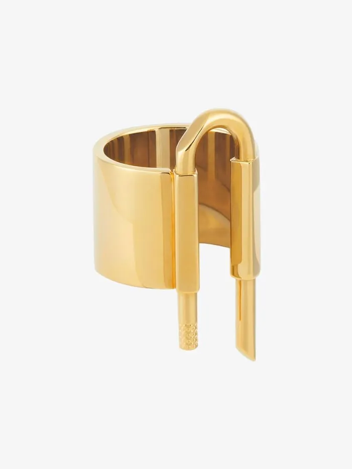WomenMen Jewelry Givenchy U Lock Ring In Metal Golden Yellow WomenMen Jewelry Givenchy U Lock Ring In Metal Golden Yellow