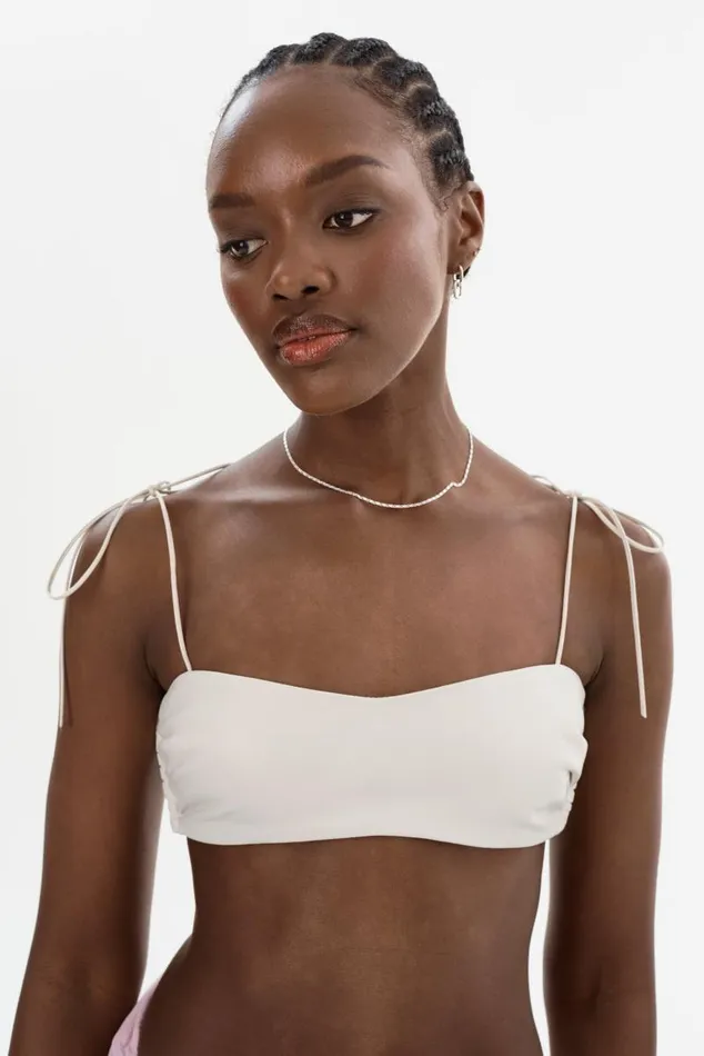 Women MERANIA Leather Bralette Winter White LAMARQUE Tops