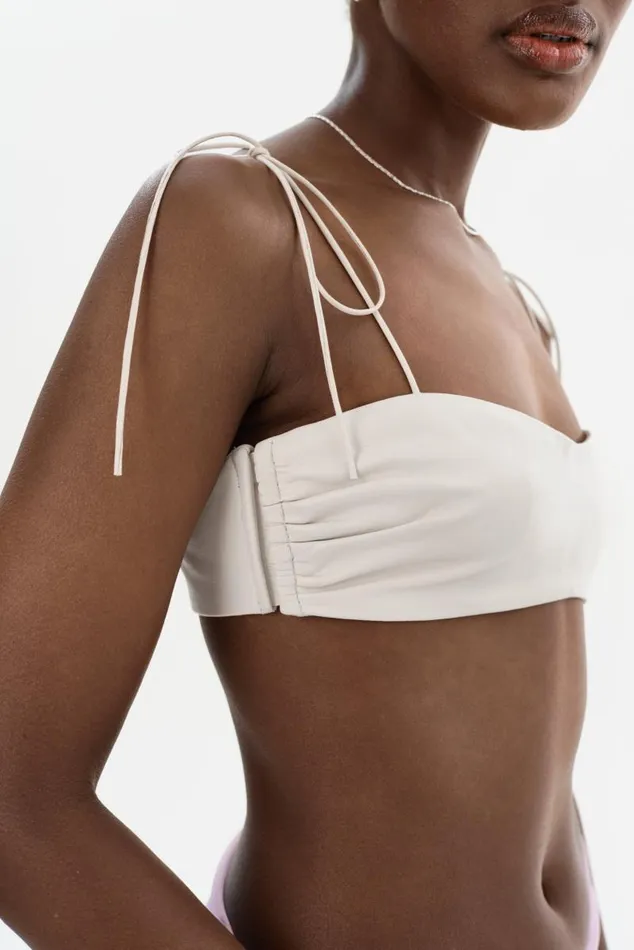 Women MERANIA Leather Bralette Winter White LAMARQUE Tops Women MERANIA Leather Bralette Winter White LAMARQUE Tops