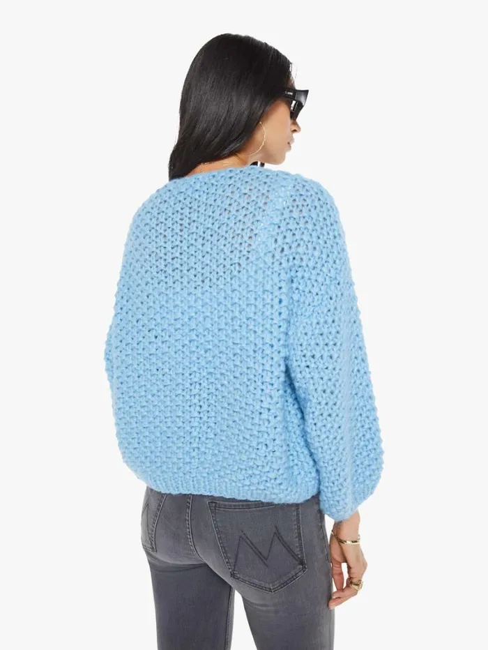 Women Mother Denim Alpaca Pearl Pattern Bomber Cardigan Alaskan Blue Women Mother Denim Alpaca Pearl Pattern Bomber Cardigan Alaskan Blue