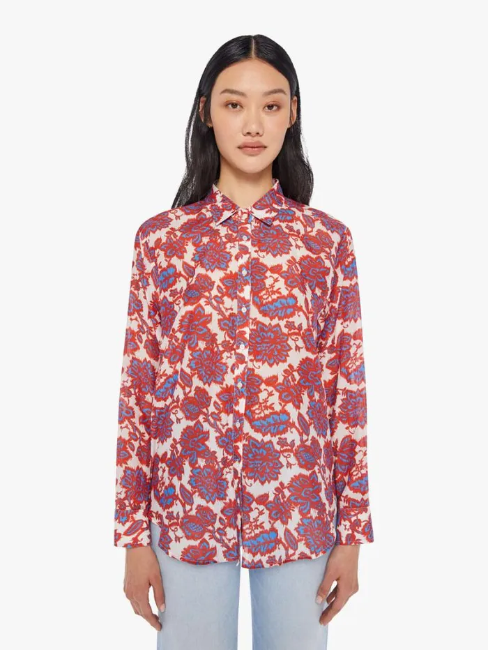 Women Mother Denim Beau Shirt Electric Red