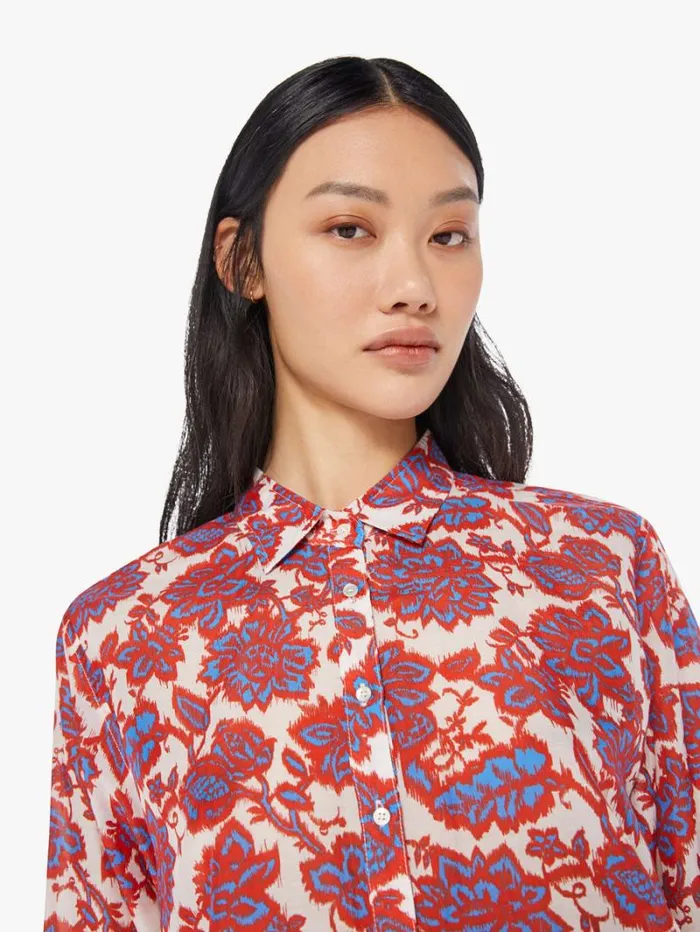 Women Mother Denim Beau Shirt Electric Red