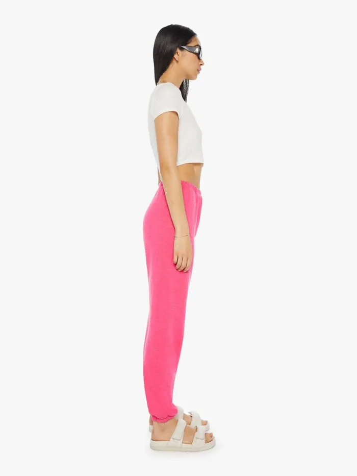 Women Mother Denim Heart Sweatpants Hot Pink