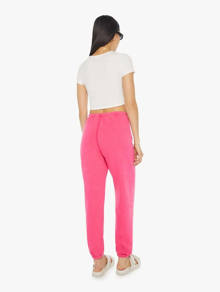 Women Mother Denim Heart Sweatpants Hot Pink