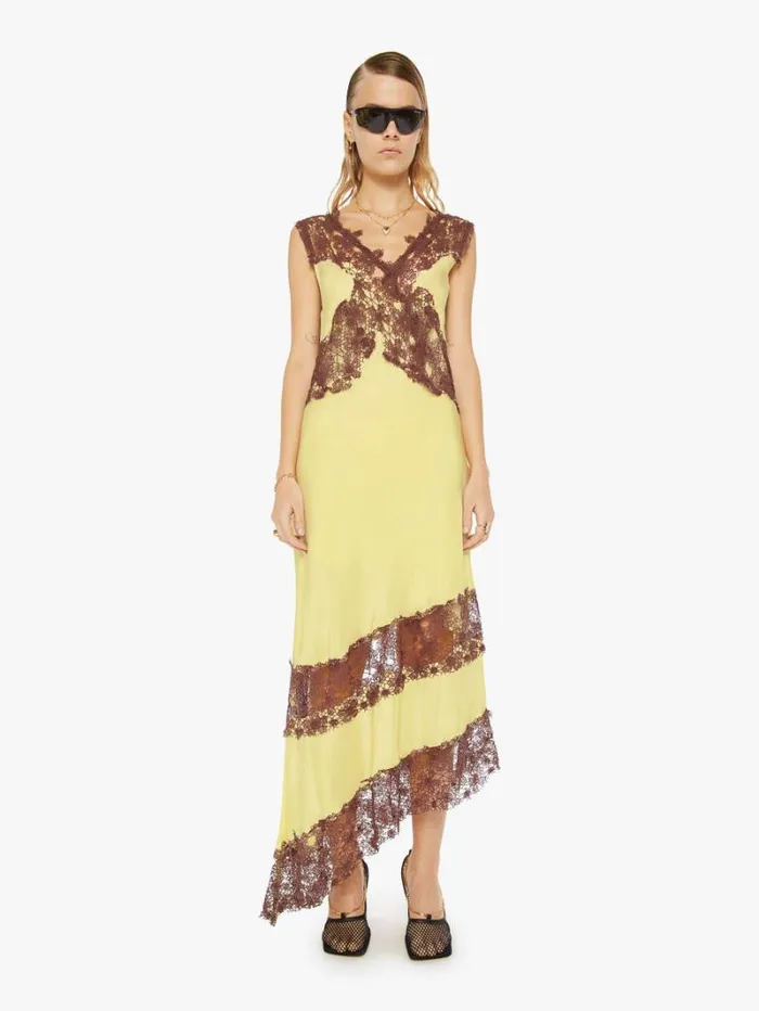 Women Mother Denim Lex Midi Dress Yellow