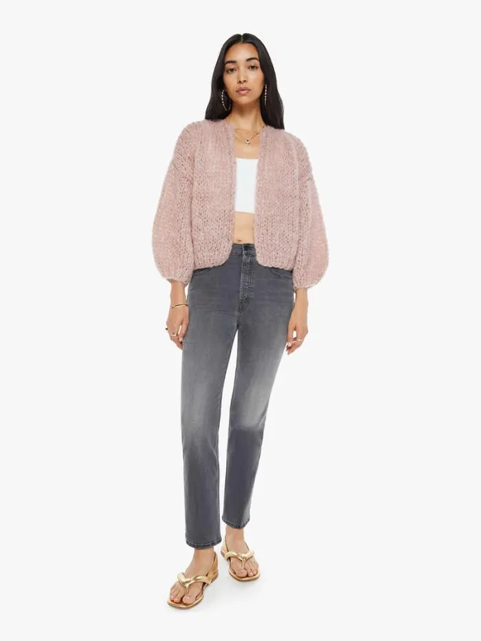 Women Mother Denim Mohair Bomber Cardigan Antique Pink Women Mother Denim Mohair Bomber Cardigan Antique Pink