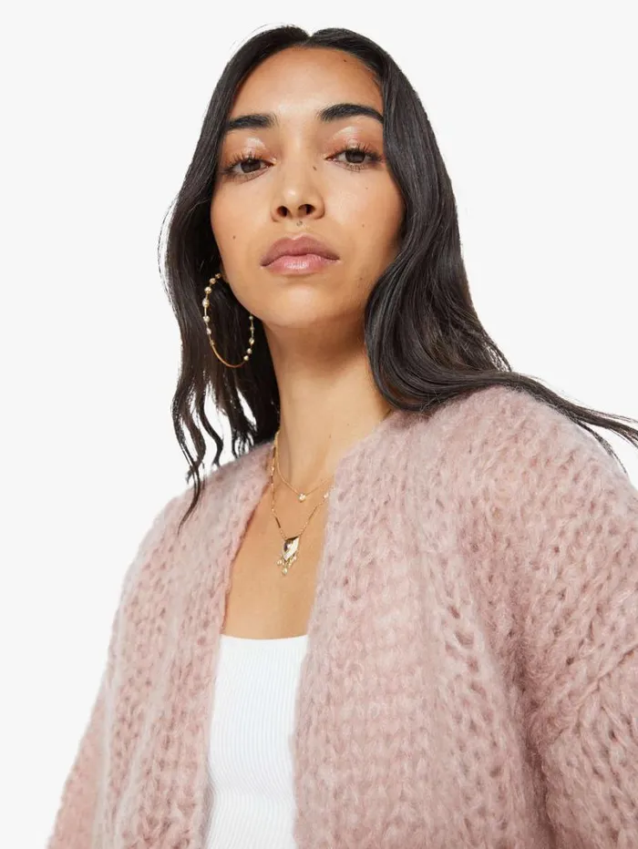 Women Mother Denim Mohair Bomber Cardigan Antique Pink Women Mother Denim Mohair Bomber Cardigan Antique Pink