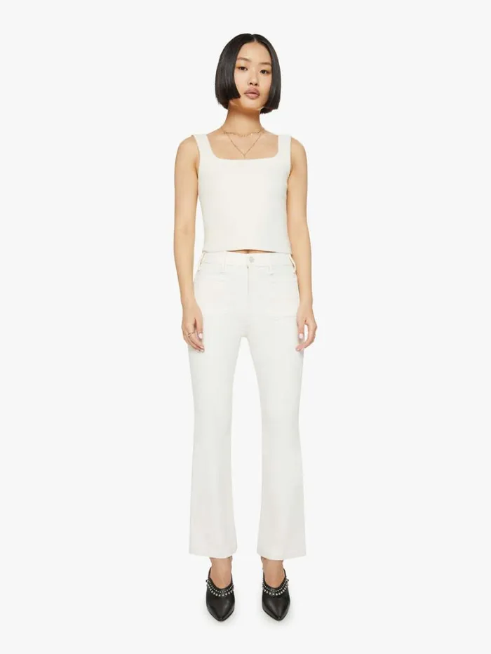 Women Mother Denim Petites The Lil039 Hustler Patch Pocket Flood Wash Cream Puffs Women Mother Denim Petites The Lil039 Hustler Patch Pocket Flood Wash Cream Puffs