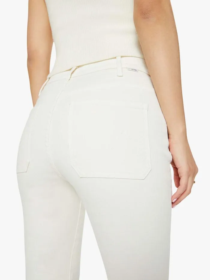 Women Mother Denim Petites The Lil039 Hustler Patch Pocket Flood Wash Cream Puffs