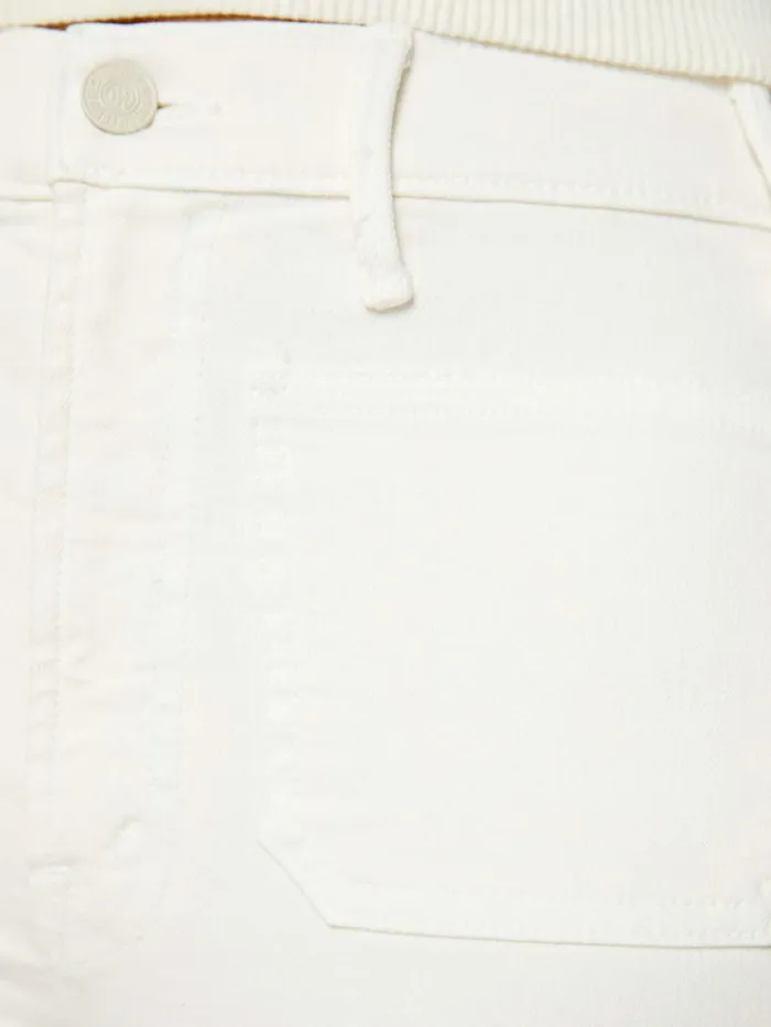 Women Mother Denim Petites The Lil039 Hustler Patch Pocket Flood Wash Cream Puffs