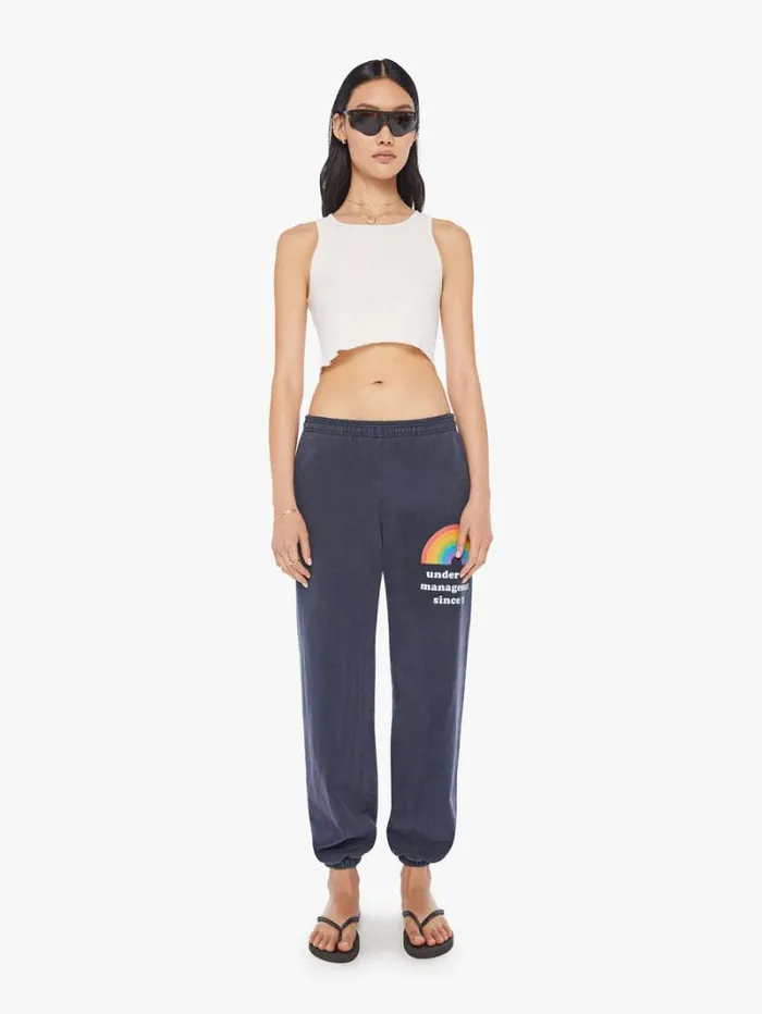 Women Mother Denim Rainbow Management Sweatpants Navy