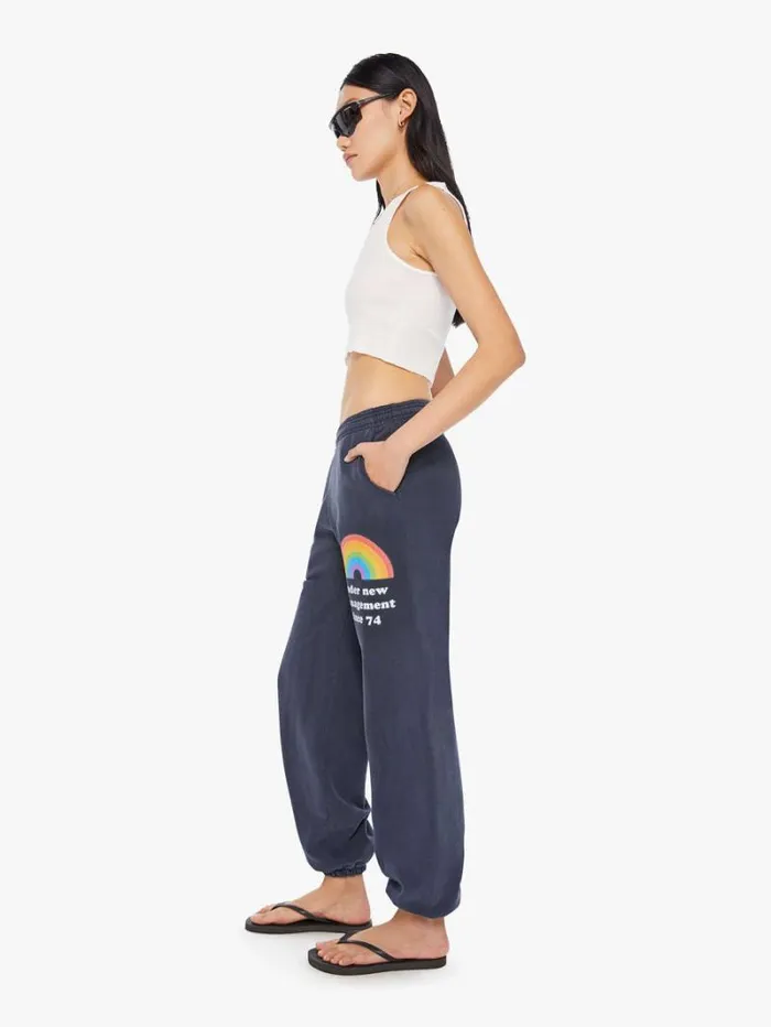 Women Mother Denim Rainbow Management Sweatpants Navy