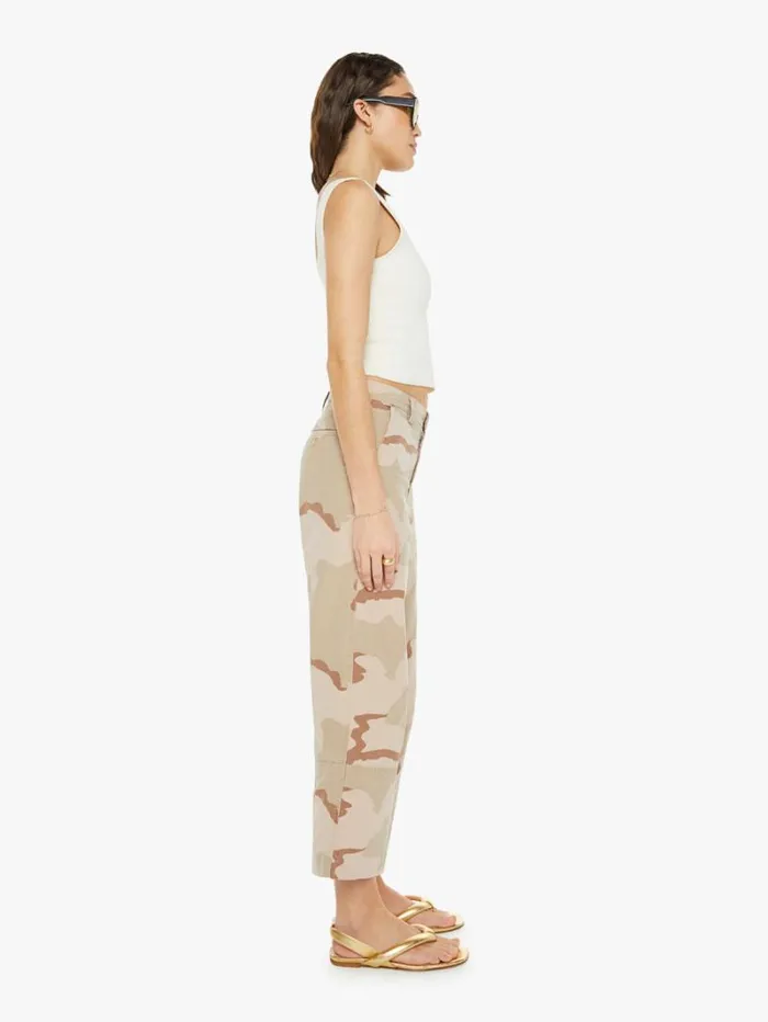 Women Mother Denim Slash Pocket Trousers Dusty Pink