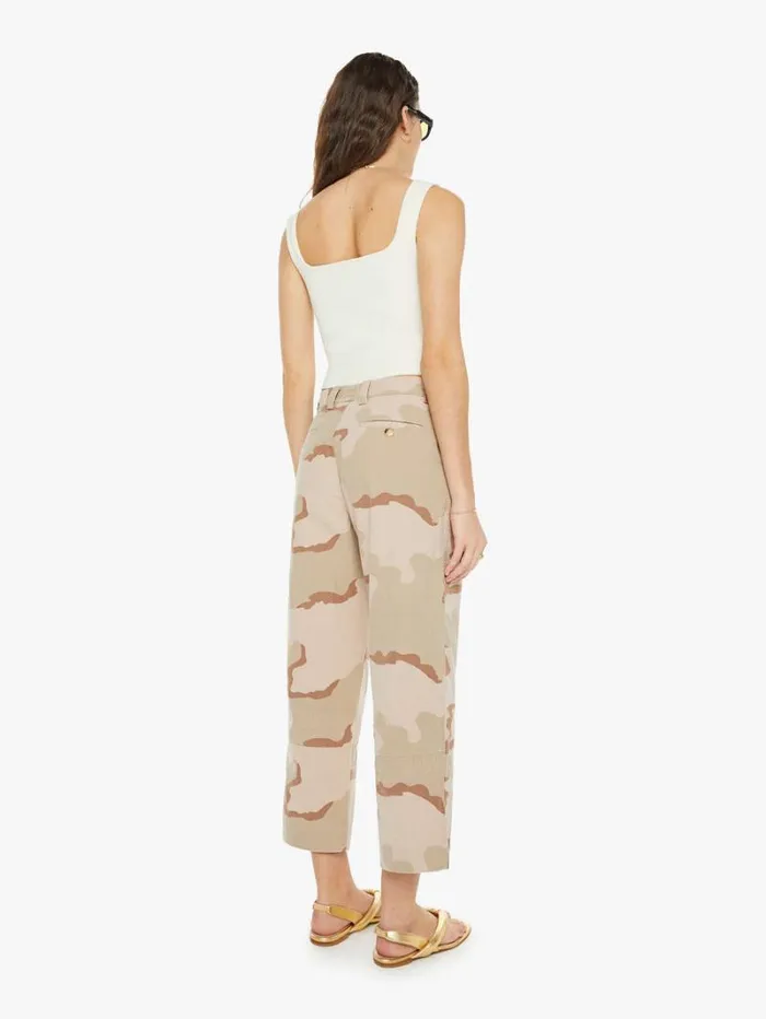 Women Mother Denim Slash Pocket Trousers Dusty Pink