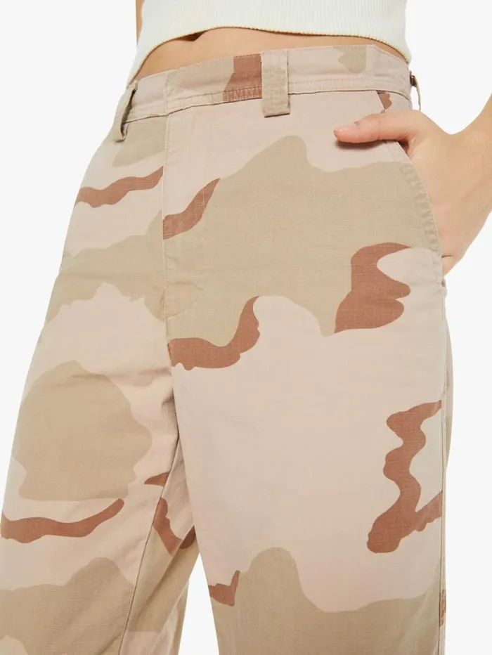 Women Mother Denim Slash Pocket Trousers Dusty Pink