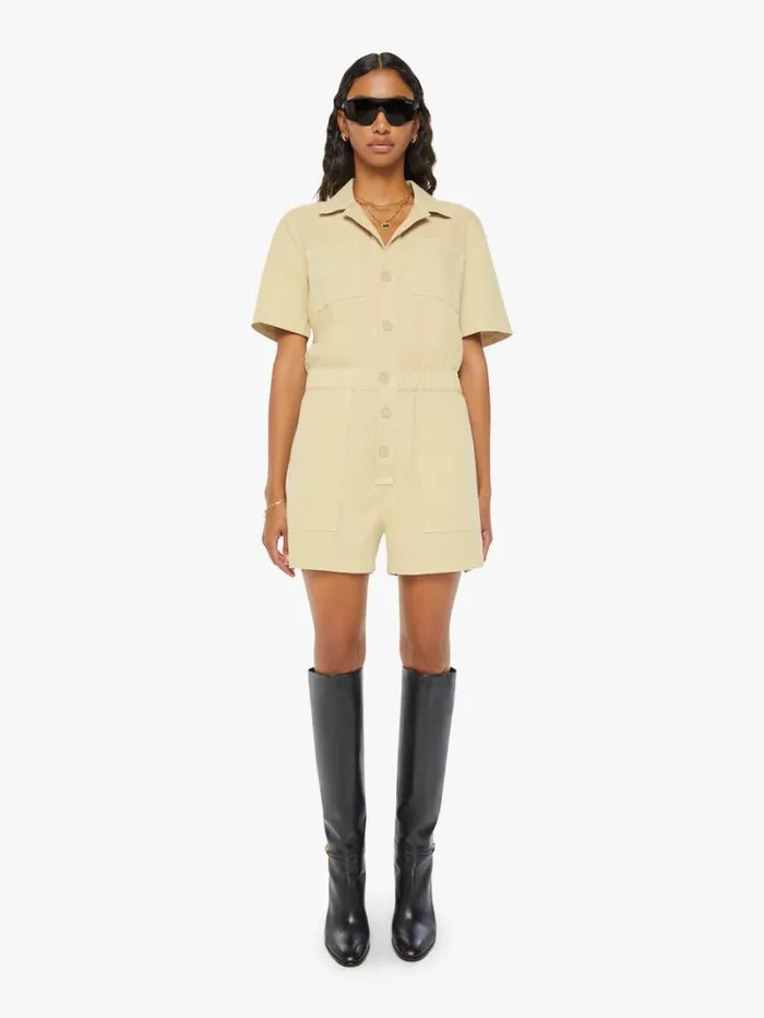 Women Mother Denim The Patch Springy Romper Mojave Desert