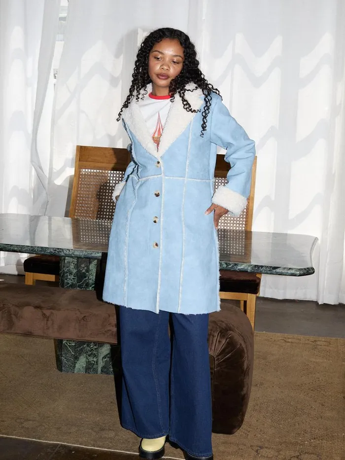Women Nadia Sherpa Coat Cloud Blue Lisa Says Gah Tops