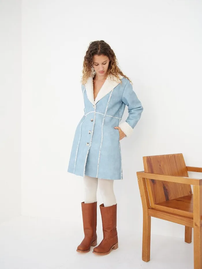 Women Nadia Sherpa Coat Cloud Blue Lisa Says Gah Tops