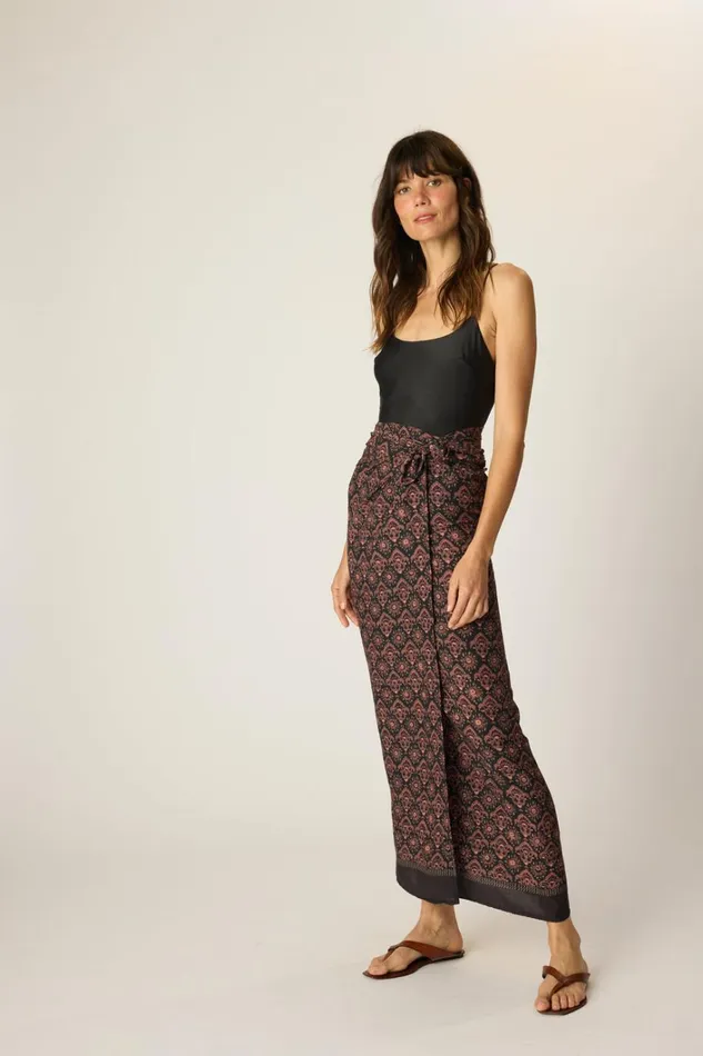 Women Natalie Martin Bottoms Sarong Fleurdelis Black
