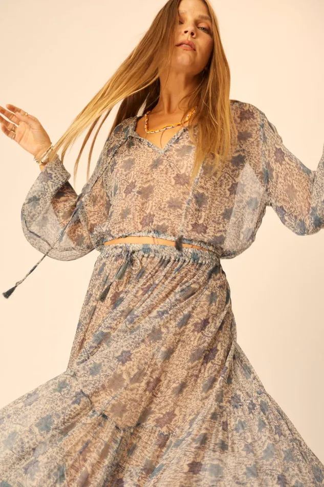 Women Natalie Martin Bottoms Sierra Skirt Chiffon Snowflake Sea