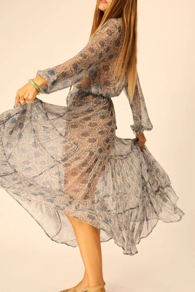 Women Natalie Martin Bottoms Sierra Skirt Chiffon Snowflake Sea