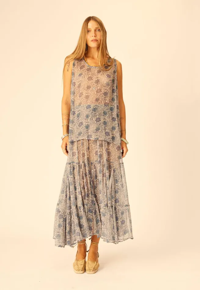 Women Natalie Martin Bottoms Sierra Skirt Chiffon Snowflake Sea