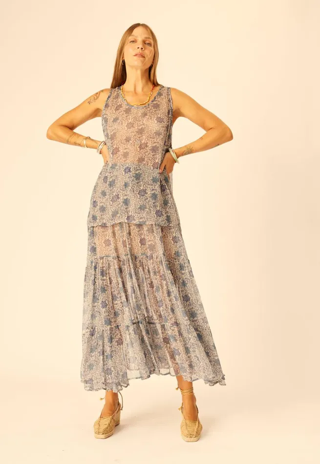 Women Natalie Martin Bottoms Sierra Skirt Chiffon Snowflake Sea