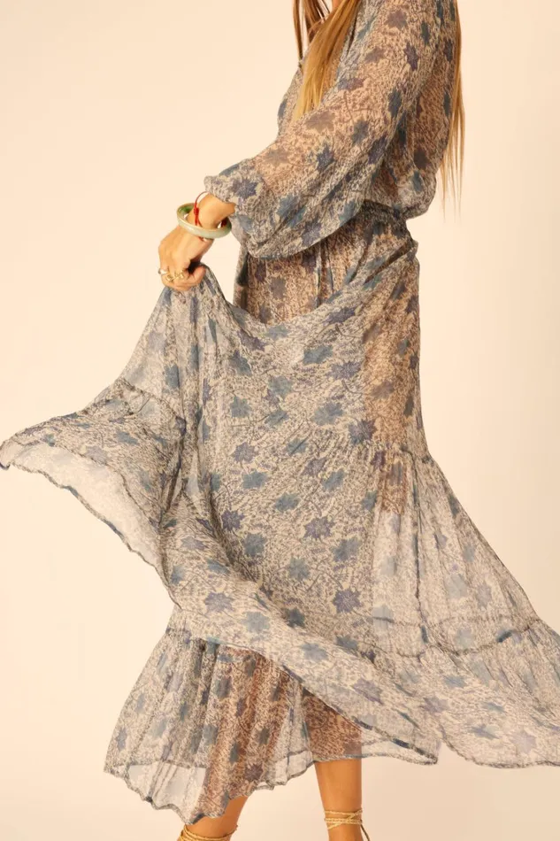 Women Natalie Martin Bottoms Sierra Skirt Chiffon Snowflake Sea