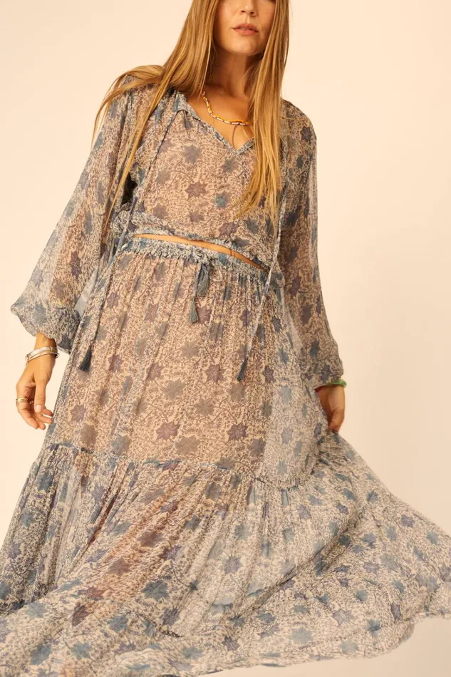 Women Natalie Martin Bottoms Sierra Skirt Chiffon Snowflake Sea