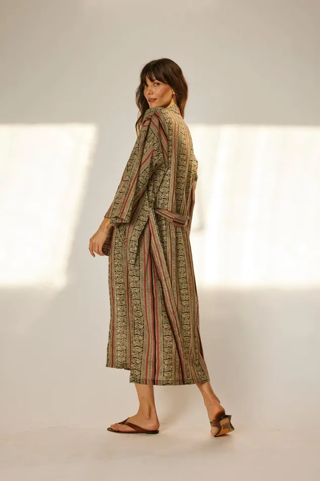 Women Natalie Martin CoverUps Diane Smoking Jacket Paisley Stripe Black Women Natalie Martin CoverUps Diane Smoking Jacket Paisley Stripe Black