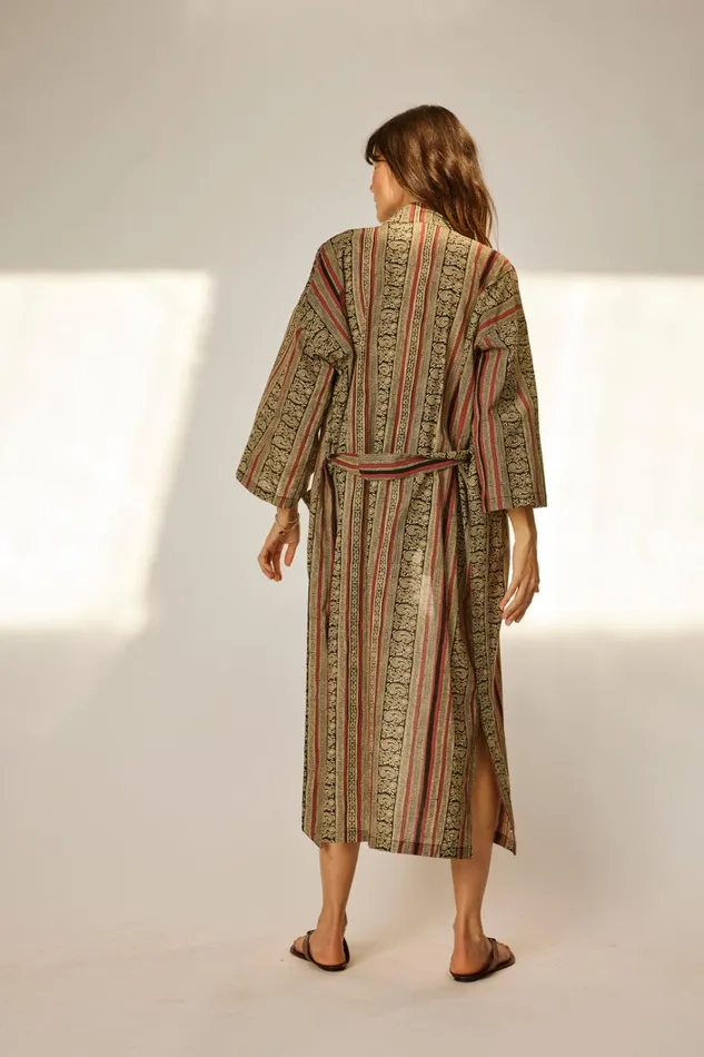 Women Natalie Martin CoverUps Diane Smoking Jacket Paisley Stripe Black Women Natalie Martin CoverUps Diane Smoking Jacket Paisley Stripe Black