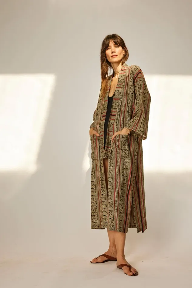 Women Natalie Martin CoverUps Diane Smoking Jacket Paisley Stripe Black Women Natalie Martin CoverUps Diane Smoking Jacket Paisley Stripe Black