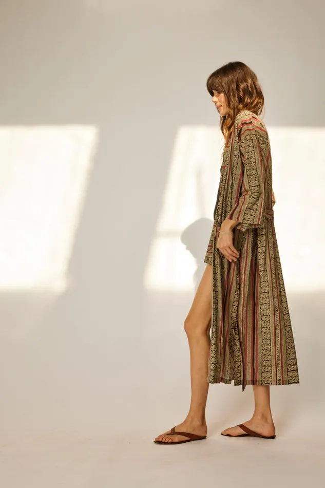 Women Natalie Martin CoverUps Diane Smoking Jacket Paisley Stripe Black Women Natalie Martin CoverUps Diane Smoking Jacket Paisley Stripe Black