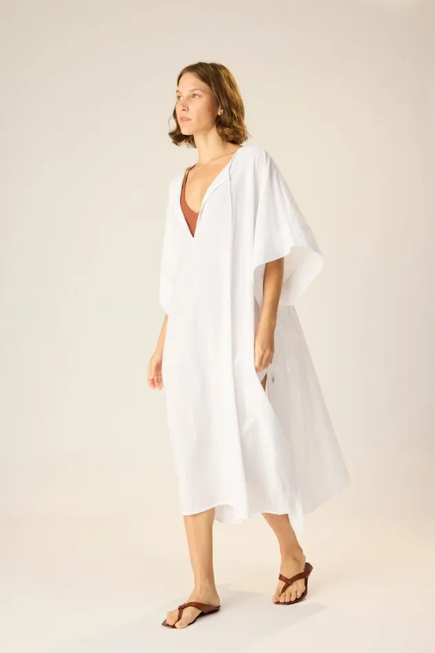 Women Natalie Martin CoverUps Paulina Caftan White Flat Cotton