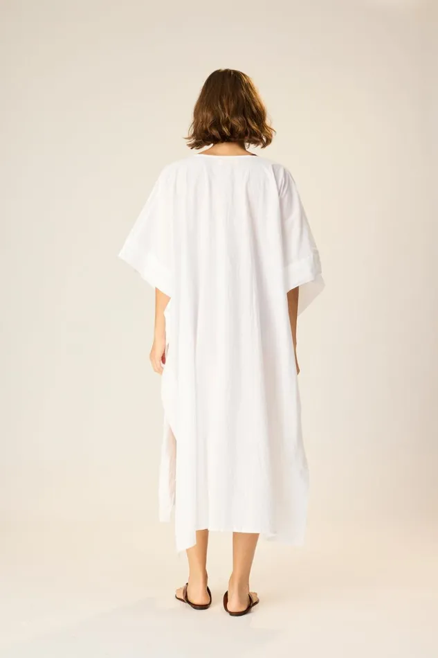 Women Natalie Martin CoverUps Paulina Caftan White Flat Cotton