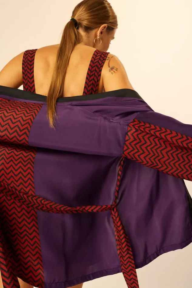 Women Natalie Martin CoverUps Saylor Kimono Block Zigzag Aubergine