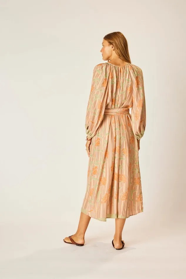 Women Natalie Martin Dresses Alex Midi With Sash Chamomile Apricot Women Natalie Martin Dresses Alex Midi With Sash Chamomile Apricot