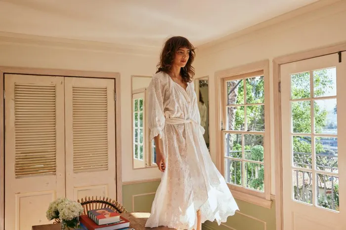 Women Natalie Martin Dresses Alex Midi With Sash Geranium Milk