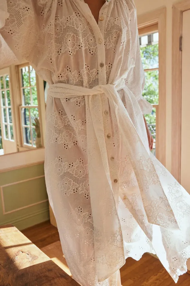 Women Natalie Martin Dresses Alex Midi With Sash Geranium Milk