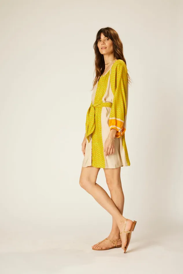 Women Natalie Martin Dresses Alex Short Dress Block Zigzag Tangerine
