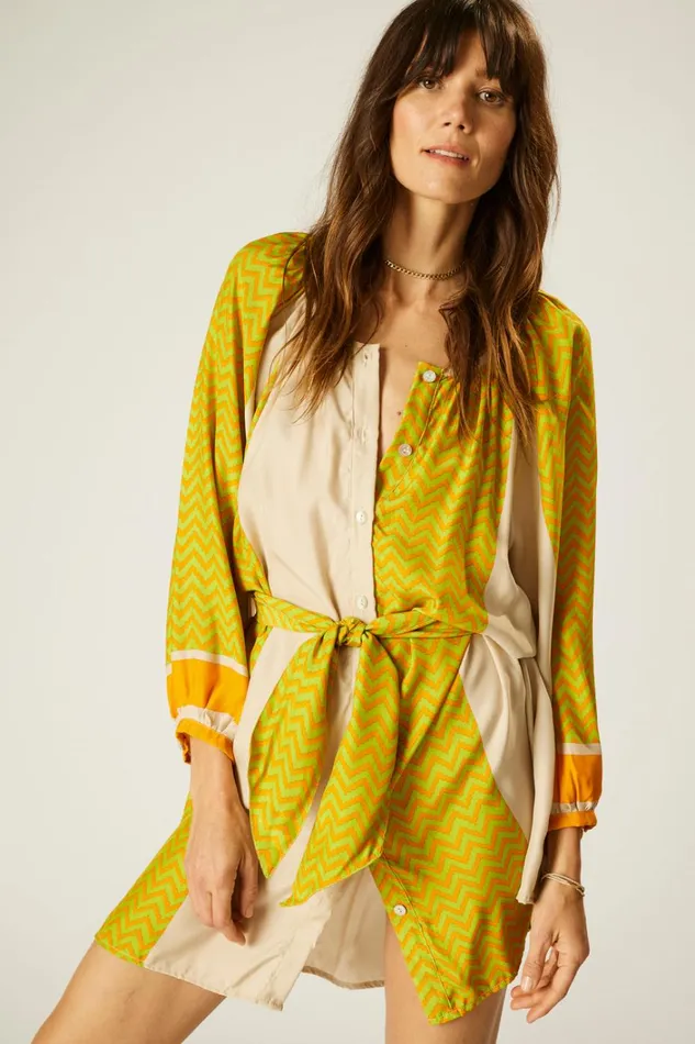 Women Natalie Martin Dresses Alex Short Dress Block Zigzag Tangerine