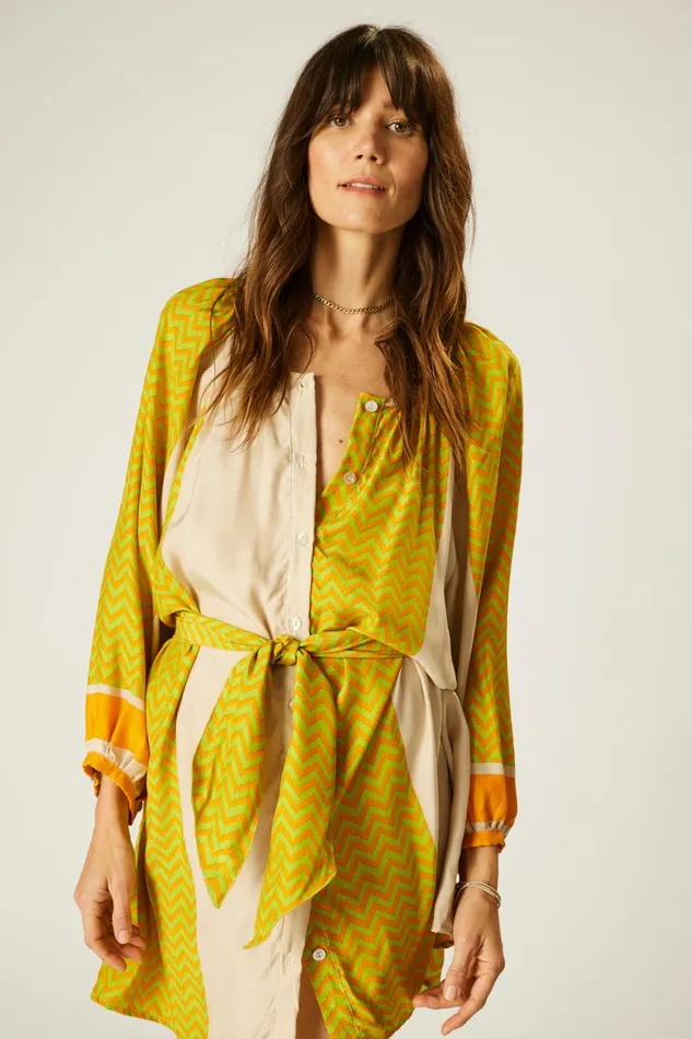 Women Natalie Martin Dresses Alex Short Dress Block Zigzag Tangerine