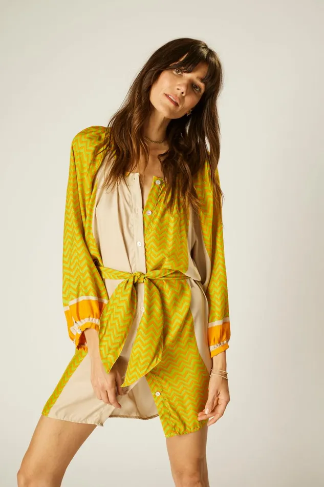 Women Natalie Martin Dresses Alex Short Dress Block Zigzag Tangerine