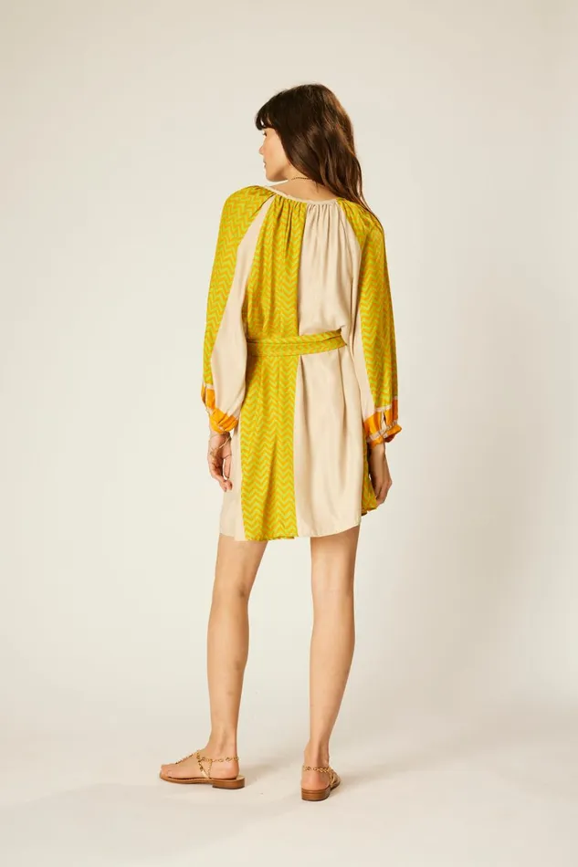 Women Natalie Martin Dresses Alex Short Dress Block Zigzag Tangerine