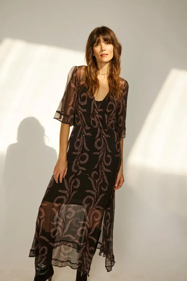 Women Natalie Martin Dresses Coco Maxi Feather Chiffon