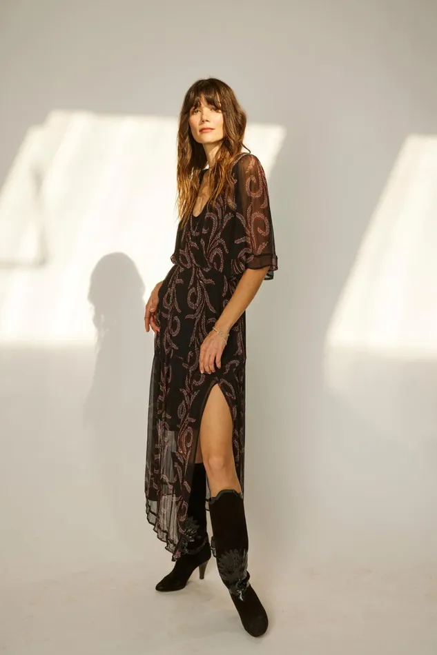 Women Natalie Martin Dresses Coco Maxi Feather Chiffon
